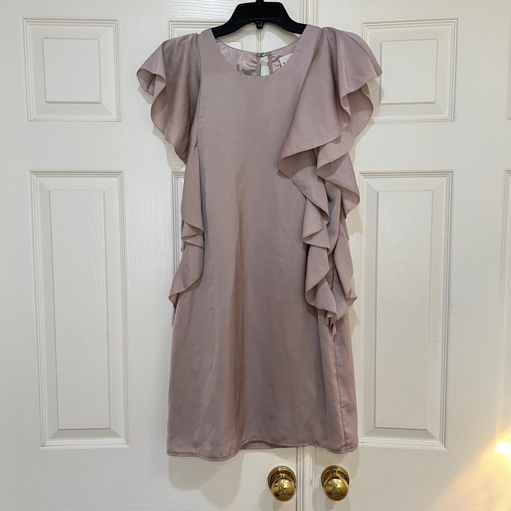 LOIZA By Patricia Pepe Beige Knee Length Ruffles sleeves Cocktail Dress small